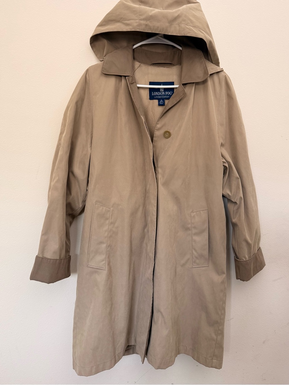 London Fog Women's Hooded Trench Coat in Khaki/Tan